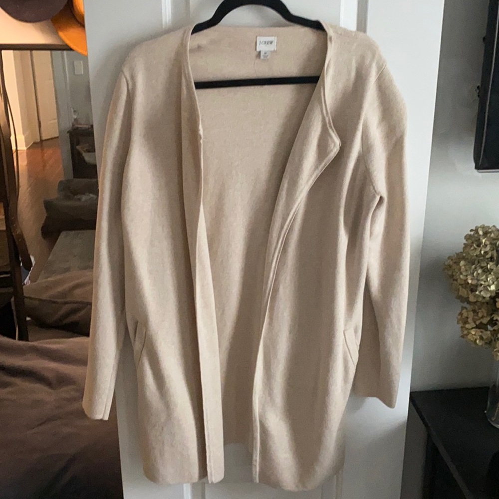JCREW collarless blazer/ over sweater